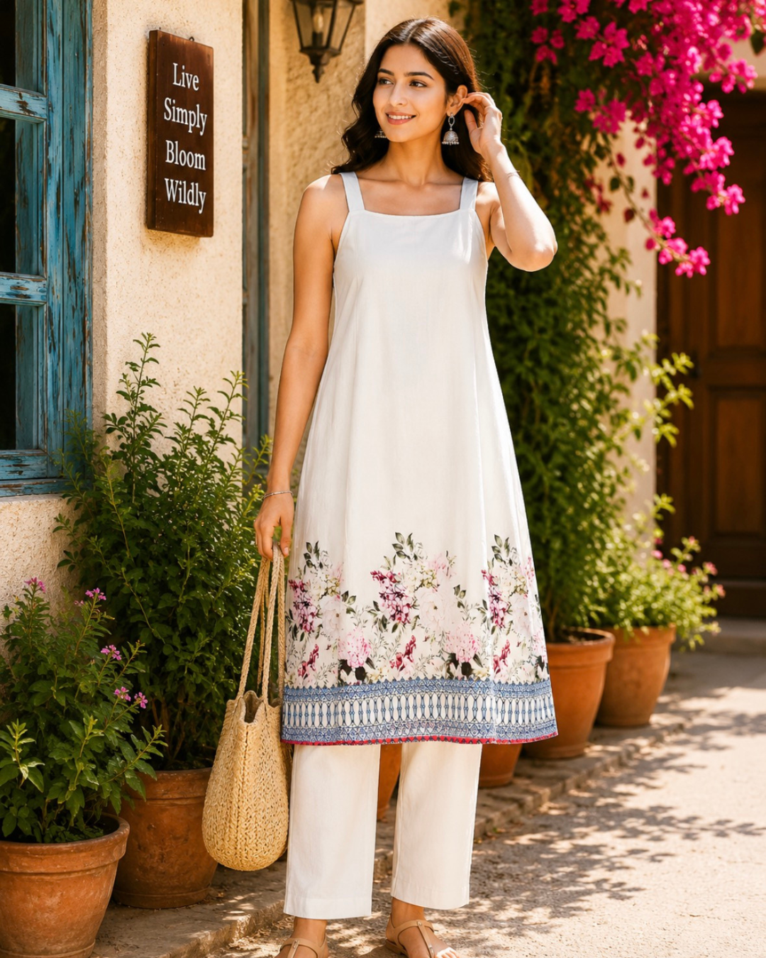 Pearl Bloom Spaghetti Top