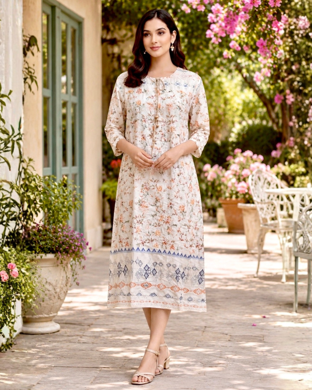 Petal Grace Midi Dress