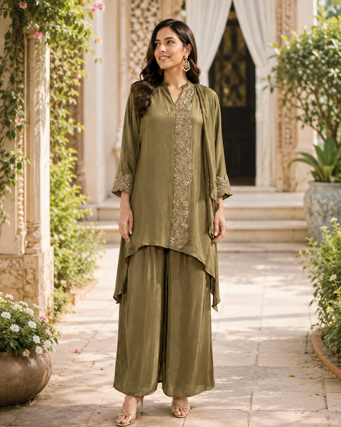 Miraya Palazzo Set – Mehendi Green