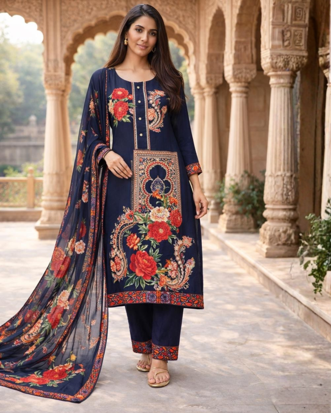 Moonlit Botanica 3-Piece Dupatta Set