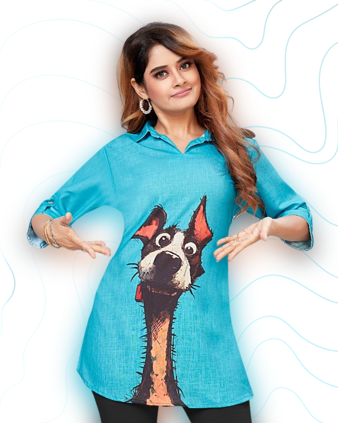 Aqua Turquoise Happy Top