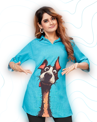 Aqua Turquoise Happy Top