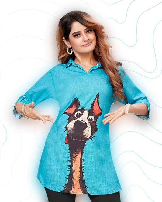 Aqua Turquoise Happy Top