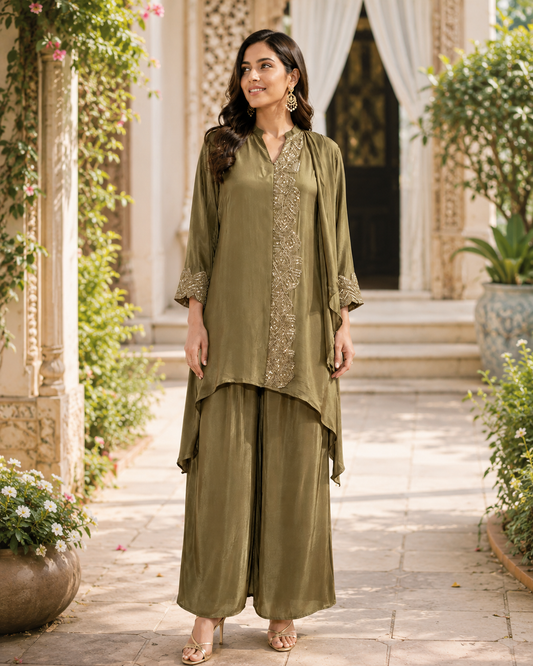 Miraya Palazzo Set – Mehendi Green