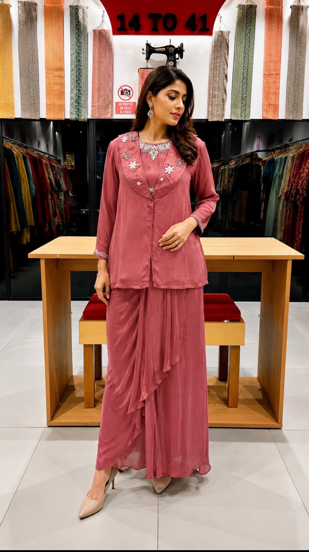 Saira Statement Blazer with Draped Skirt