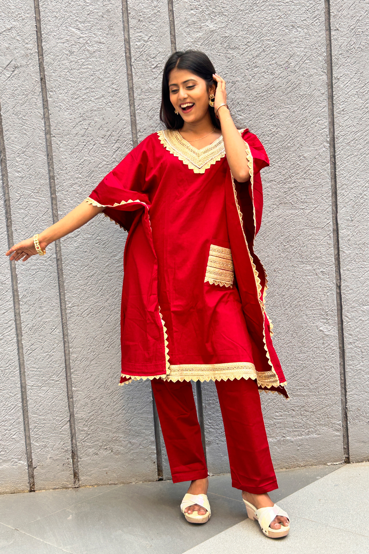 Women Red Kaftan Set